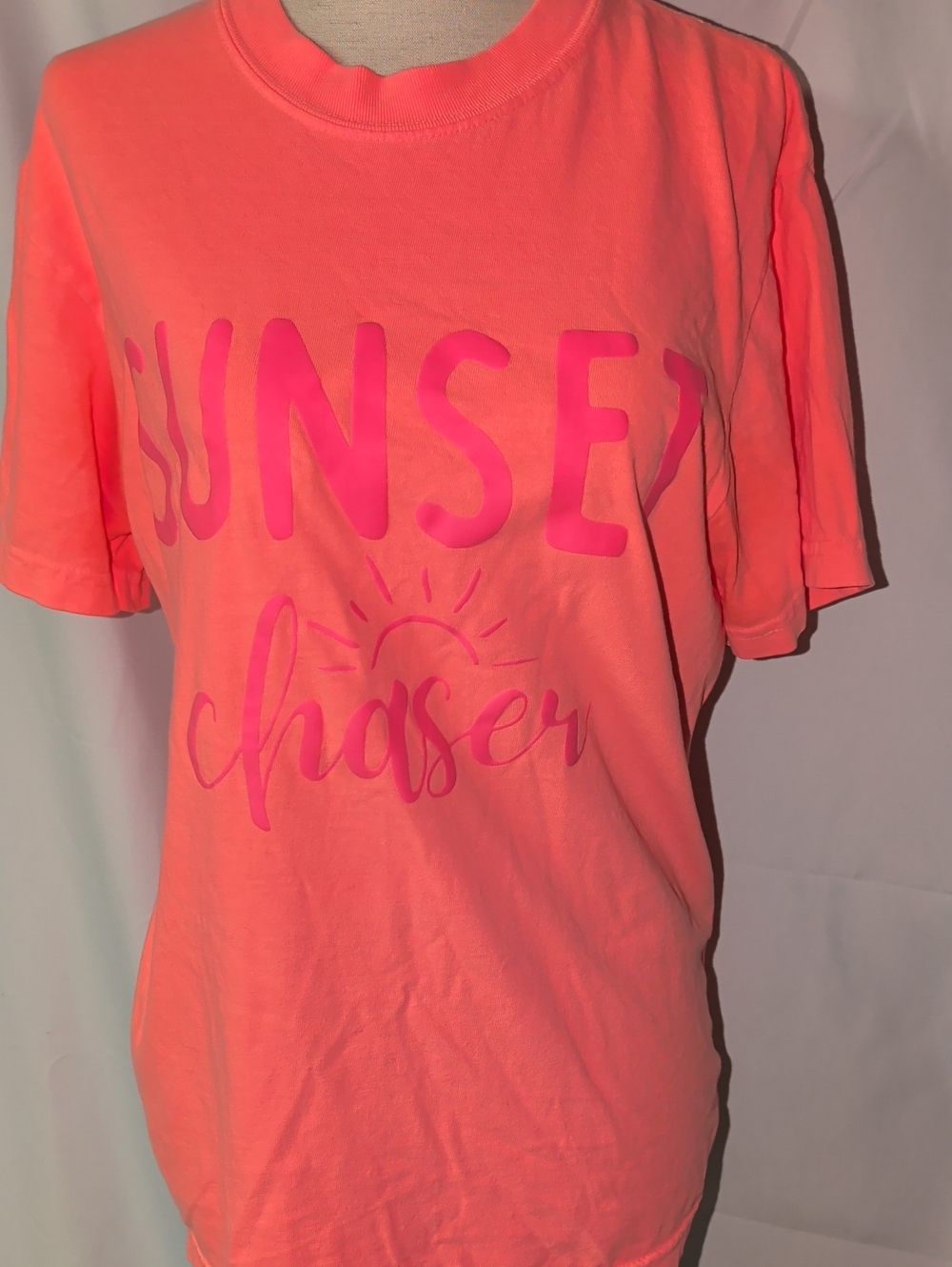 Sunset Chaser Neon Orange Graphic Tee - Women